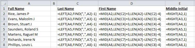 Excel Formulas