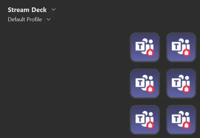 stream deck layout with sad teams icons